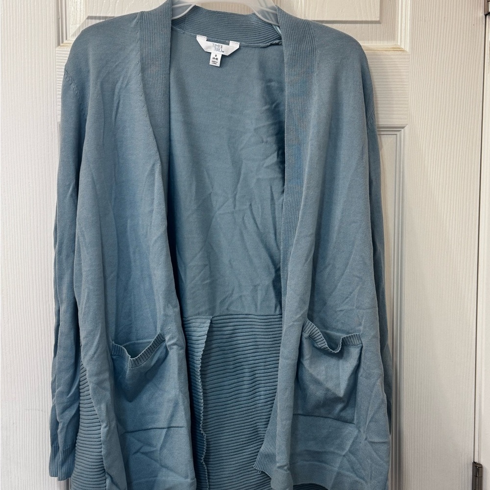 Blue Open Front Cardigan